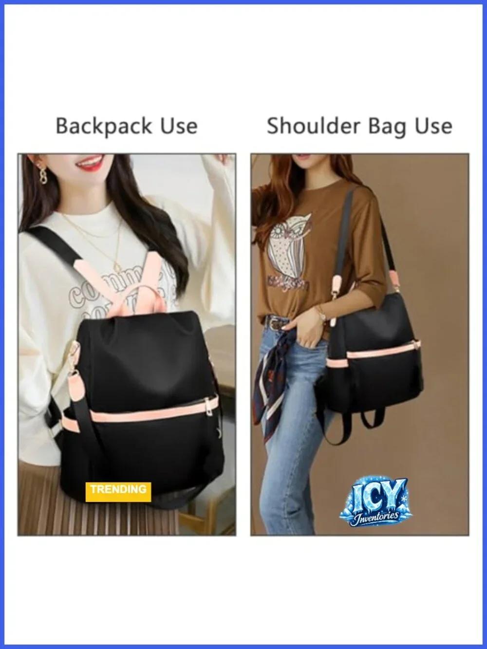 Anti Theft Backpack Purse for Women Oxford Cloth Travel Shoulder Bag